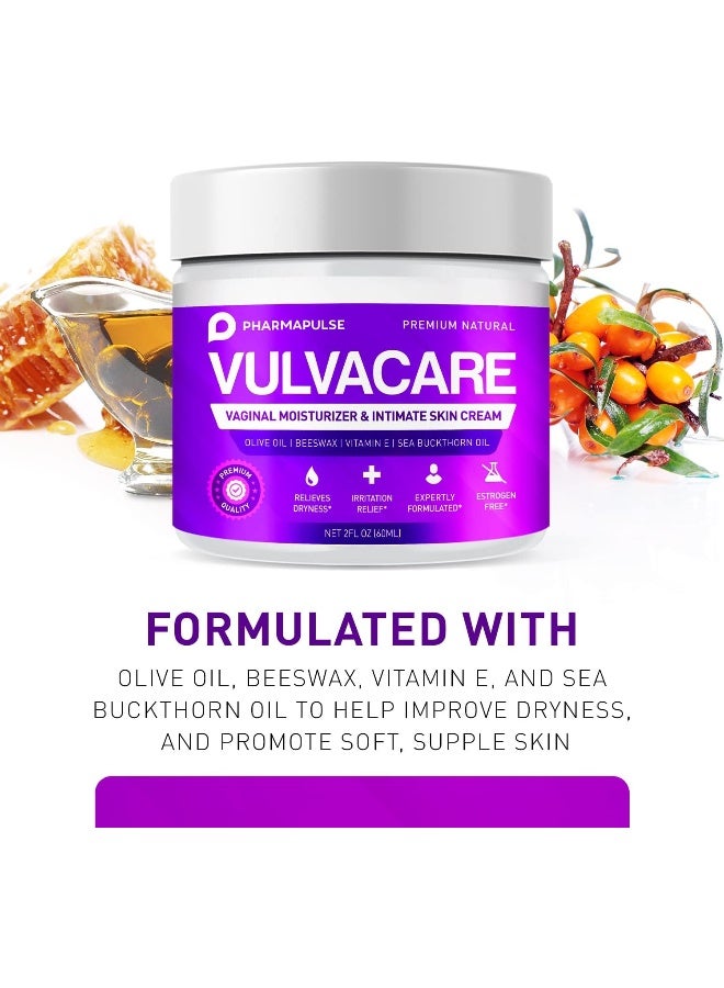 PHARMAPULSE Organic Vaginal Moisturizer, Vulva Balm Cream, Intimate Skin Care, Menopause Support - Relieves Dryness, Itching, Burning, Redness, Chafing, Odor, Irritation - Estrogen Free (2 Ounces) - Image 2